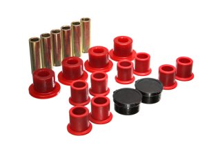 Ford Ranger Leaf Spring Bushing Set - Rear - Energy Suspension - Hyper-Flex Polyurethane, 2.25 in Main Eye OD, 5/8 in Rear Spring Eye Bolt - Red - `98-`11